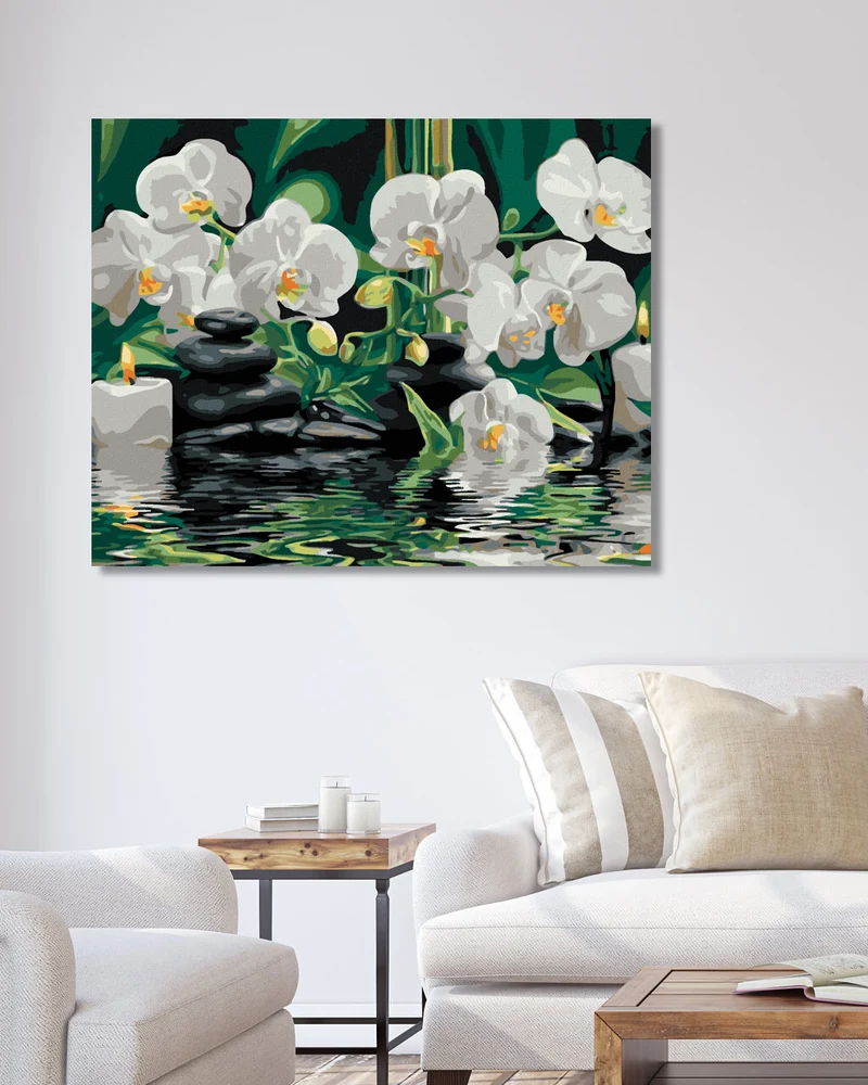 Diamond painting - ORCHIDEEN UND LAVASTEINE