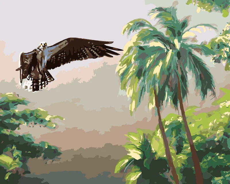 Diamond painting - ADLER IM FLUG UND BÄUME (D. RUSTY RUST)