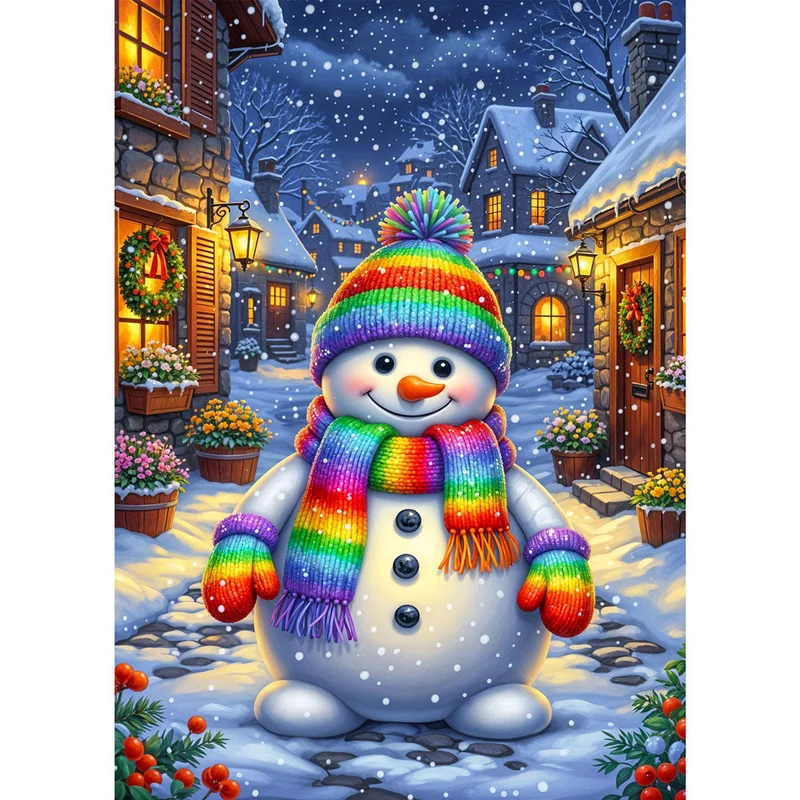 5D Diamond Painting – Schneemann Emil im Winterzauber
