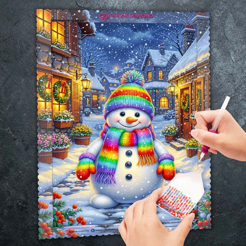 5D Diamond Painting – Schneemann Emil im Winterzauber