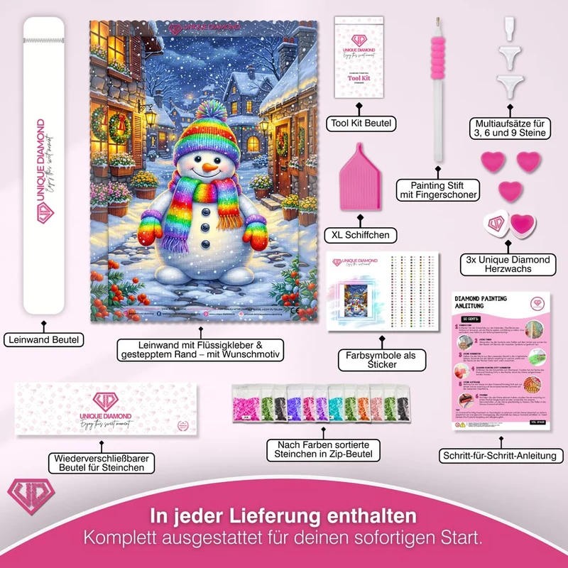 5D Diamond Painting – Schneemann Emil im Winterzauber
