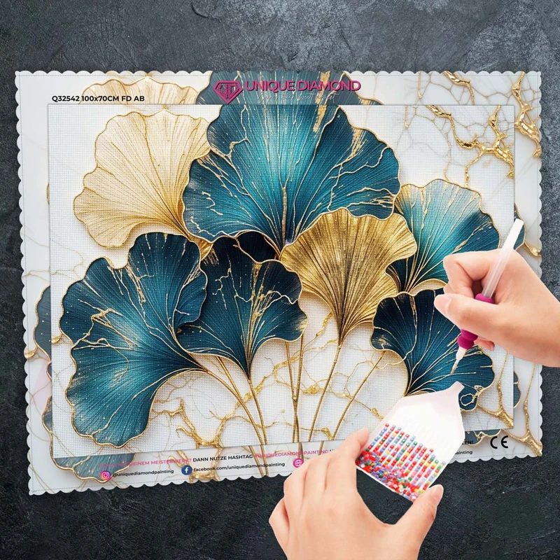 5D Diamond Painting – Goldene Ginkgo-Träume