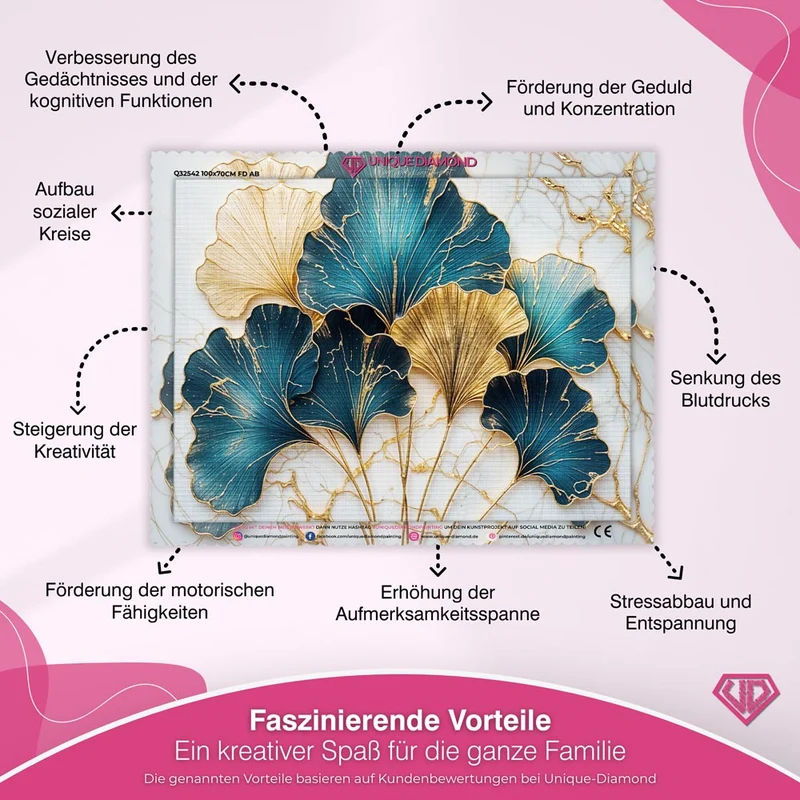 5D Diamond Painting – Goldene Ginkgo-Träume