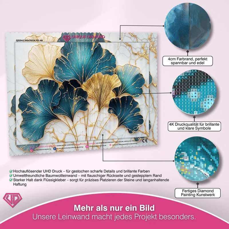 5D Diamond Painting – Goldene Ginkgo-Träume