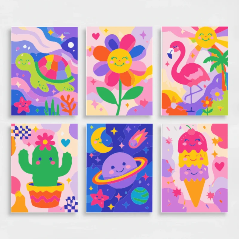 Happy Kawaii Friends - Mini Paint by Numbers Set
