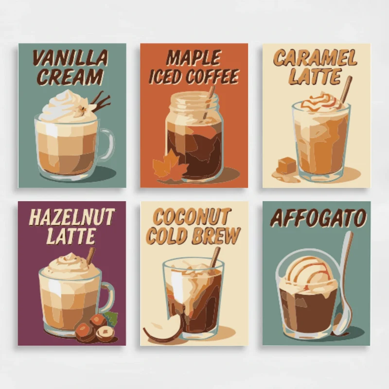 Cozy Coffee Drinks - Mini Paint by Numbers Set