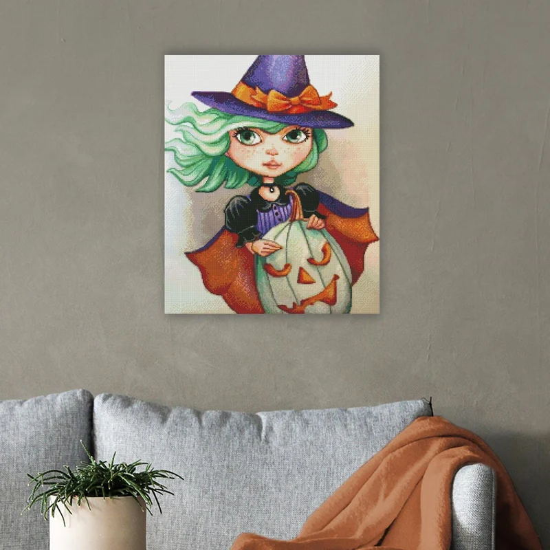Diamond Painting - Denise Ferragamo - White pumpkin witch