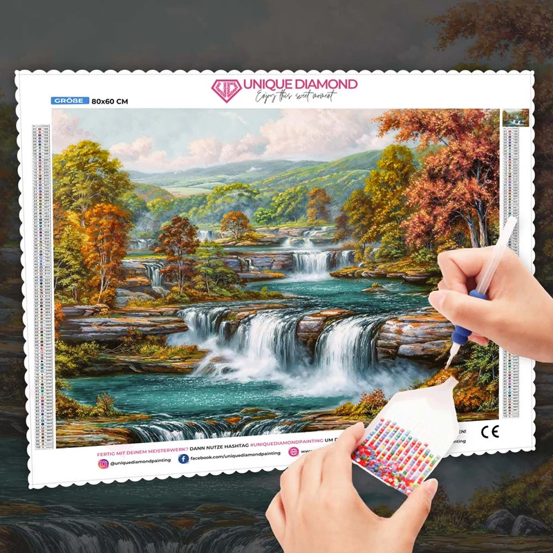 5D Diamond Painting – Herbstklang der Wasserfälle