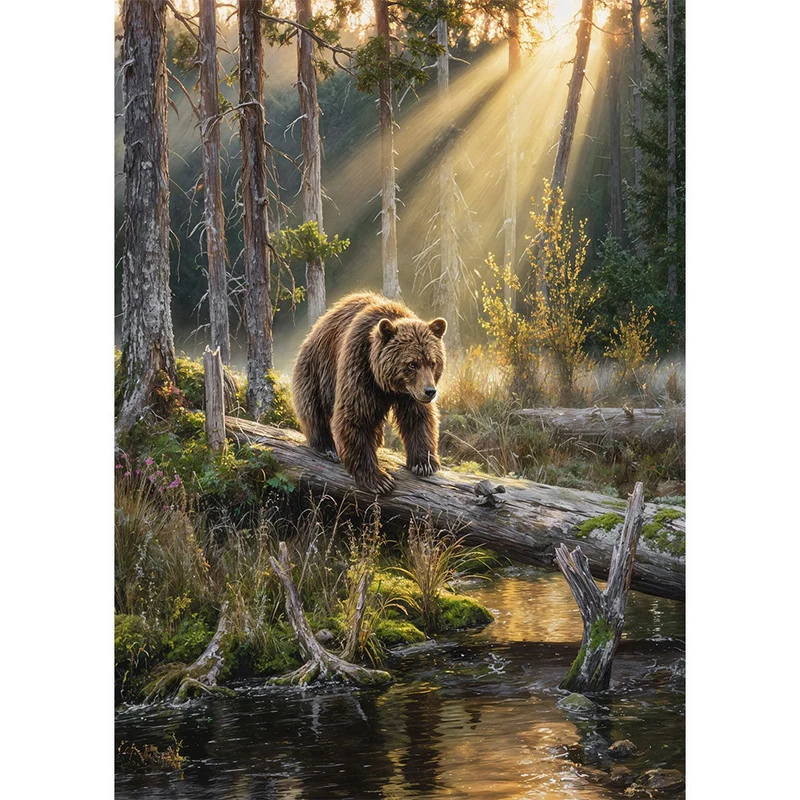 5D Diamond Painting – Morgengold mit Bärenherz