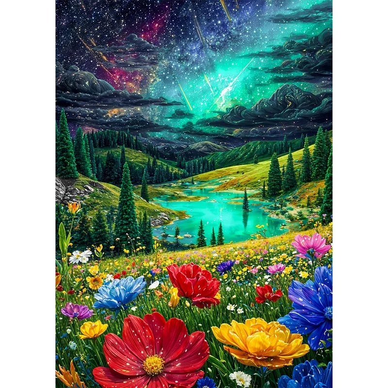 5D Diamond Painting – Sternenblumen über Eden