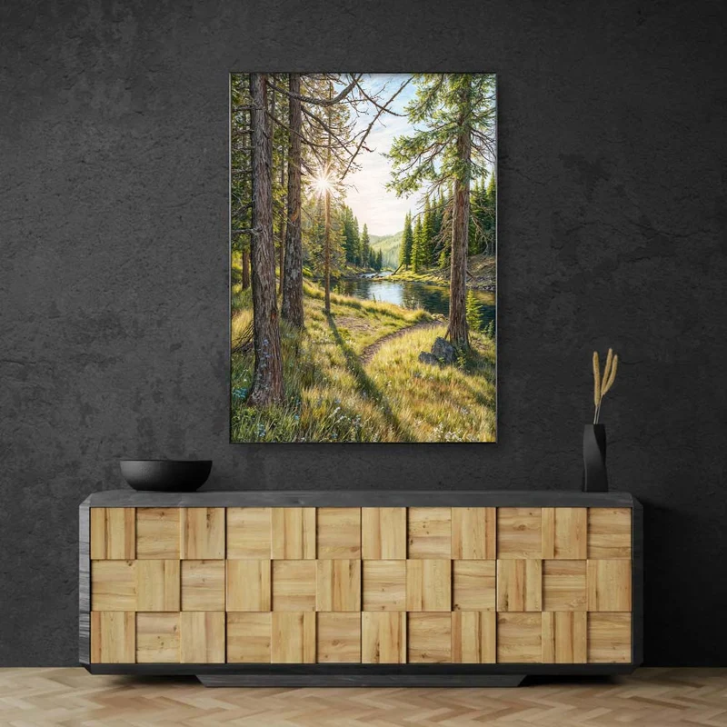 5D Diamond Painting – Morgenglanz am Waldpfad