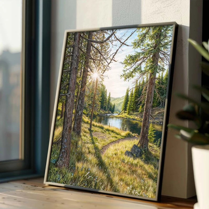 5D Diamond Painting – Morgenglanz am Waldpfad