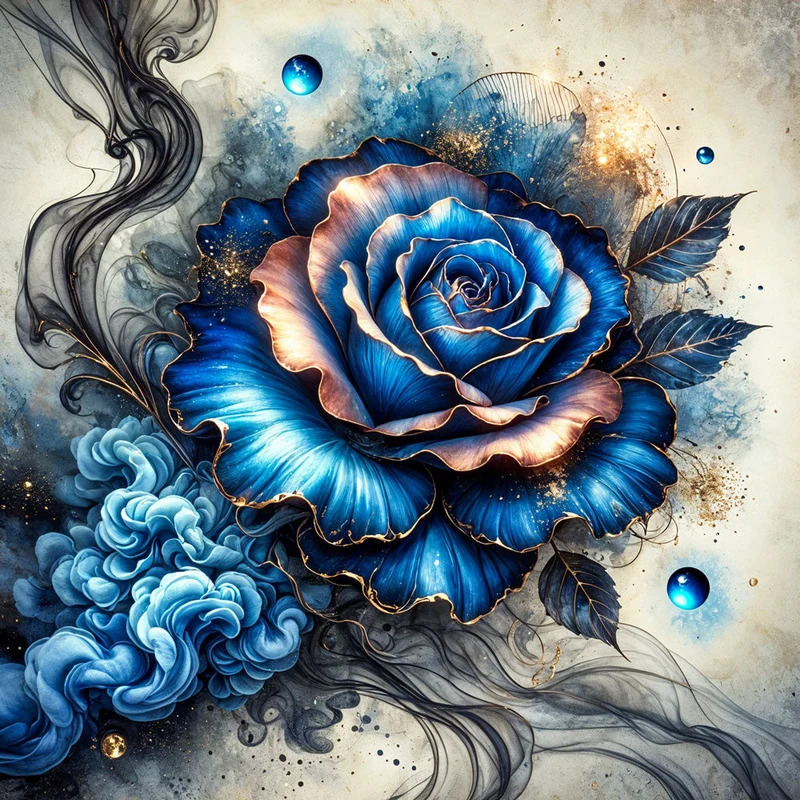 5D Diamond Painting – Mitternachtsrose der Stille