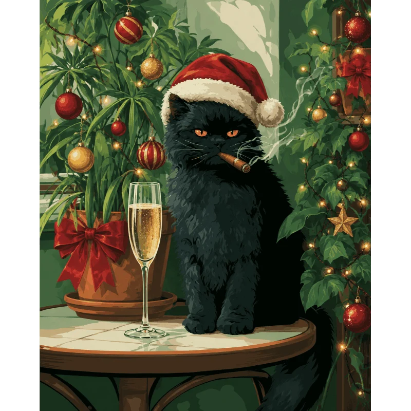 Freche Weihnachtskatze