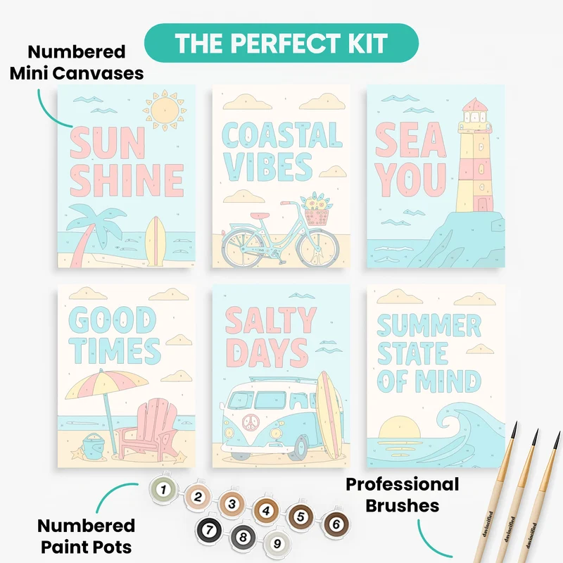 Coastal Summer Vibes - Mini Paint by Numbers Set