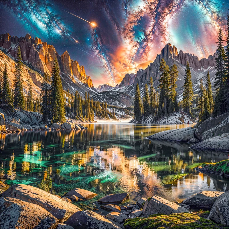 5D Diamond Painting – Aurora über dem Kristallsee