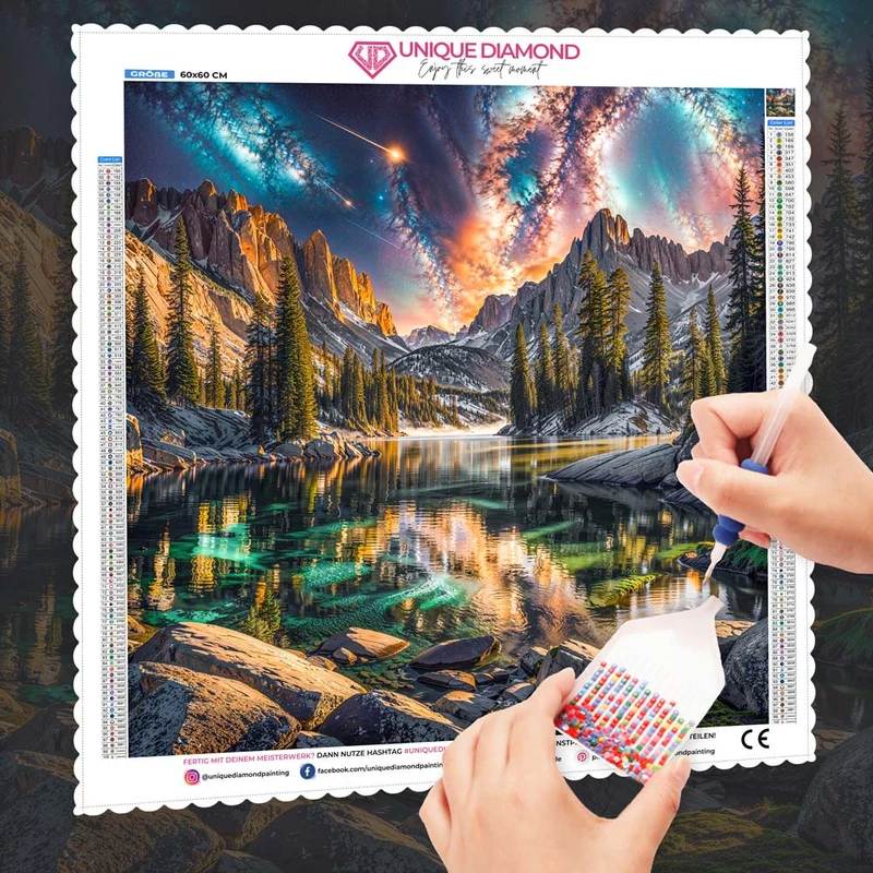 5D Diamond Painting – Aurora über dem Kristallsee