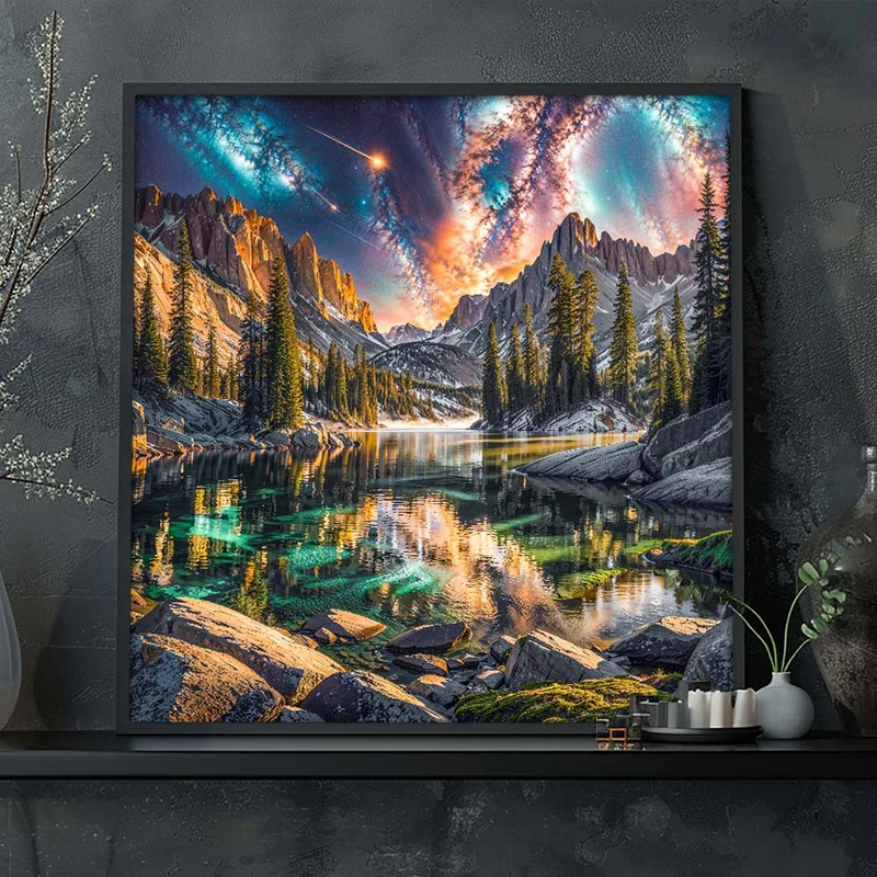 5D Diamond Painting – Aurora über dem Kristallsee