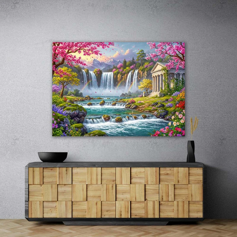 5D Diamond Painting – Tempel der Regenbogenquellen
