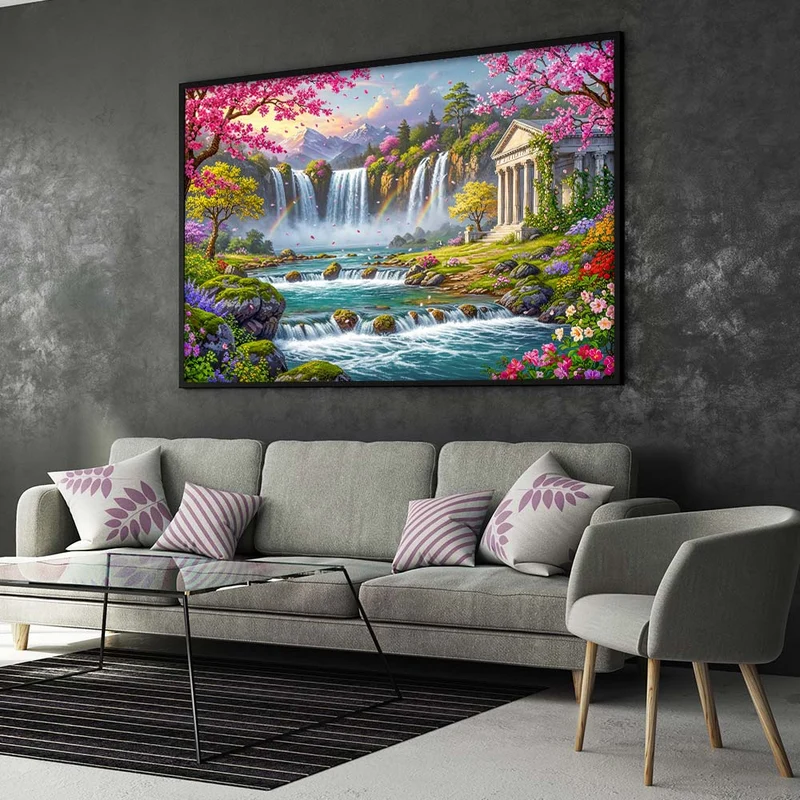 5D Diamond Painting – Tempel der Regenbogenquellen