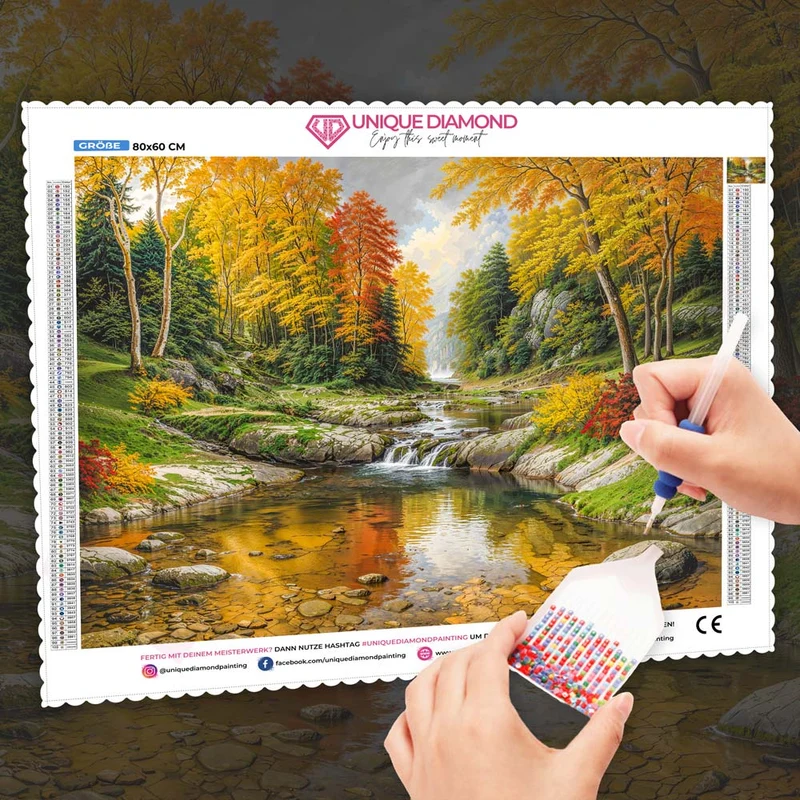 5D Diamond Painting – Goldene Stille am Fluss