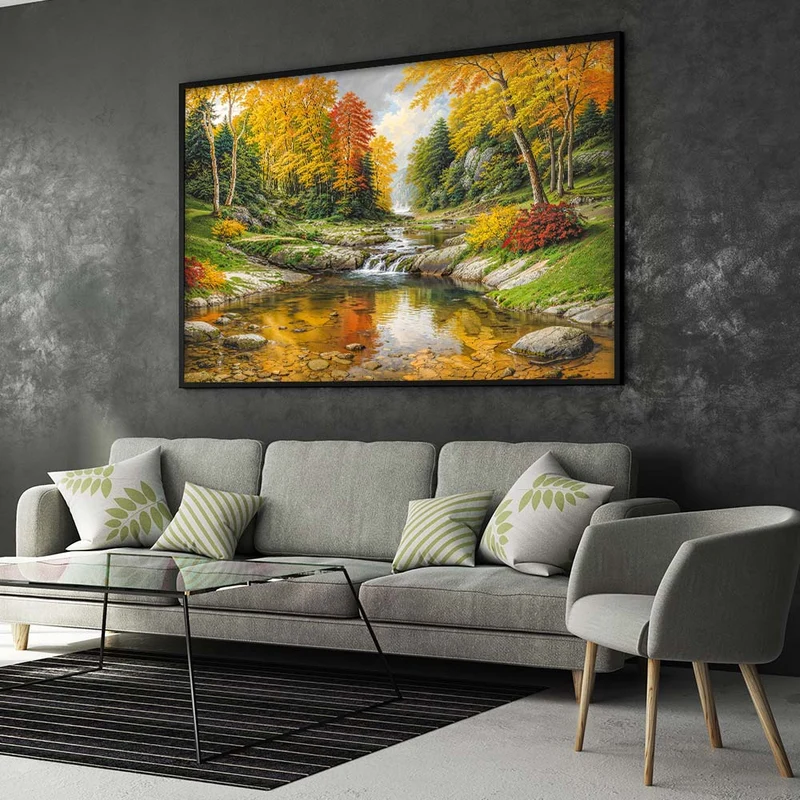 5D Diamond Painting – Goldene Stille am Fluss
