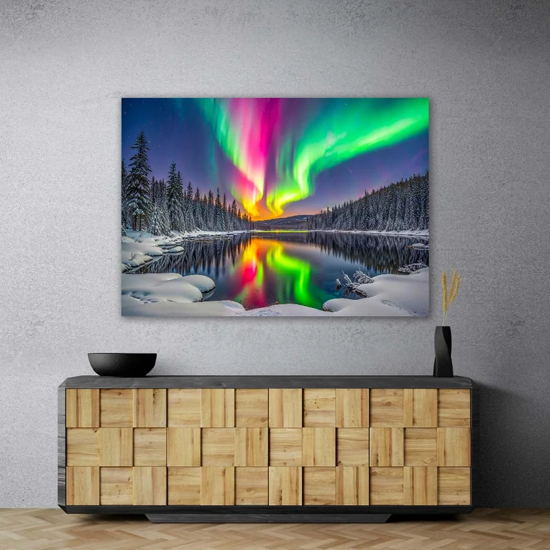 5D Diamond Painting – Aurora über dem Eiskristallwald