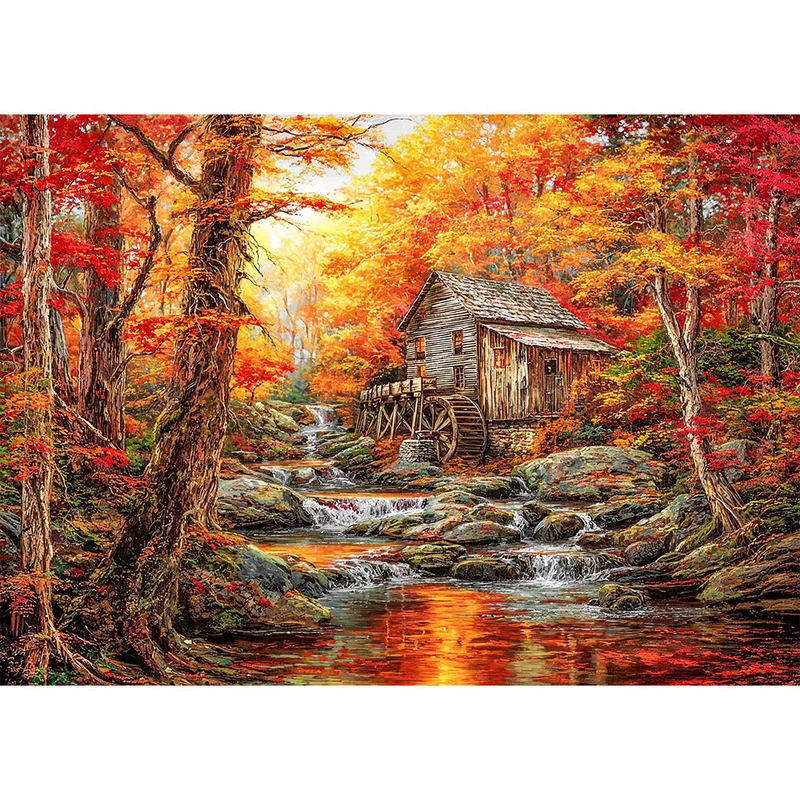 5D Diamond Painting – Herbstzauber an der alten Mühle