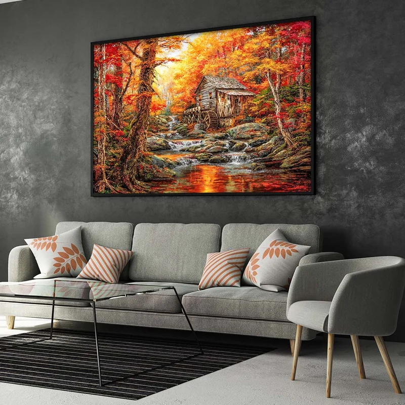 5D Diamond Painting – Herbstzauber an der alten Mühle