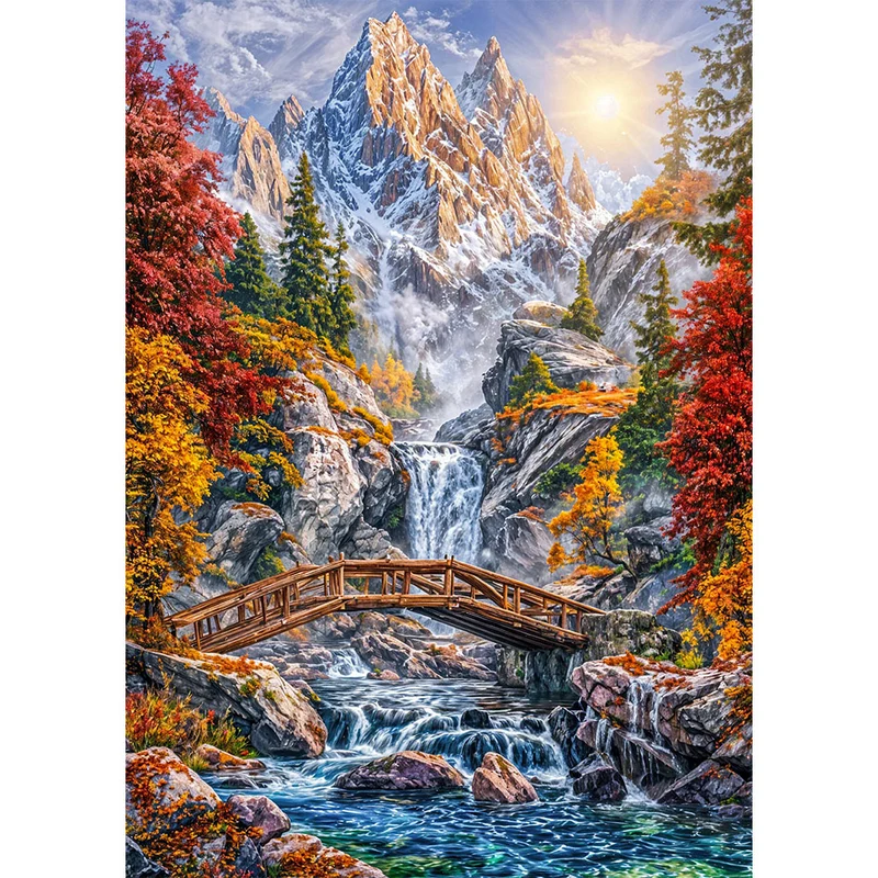 5D Diamond Painting – Brücke zum Sonnenberg