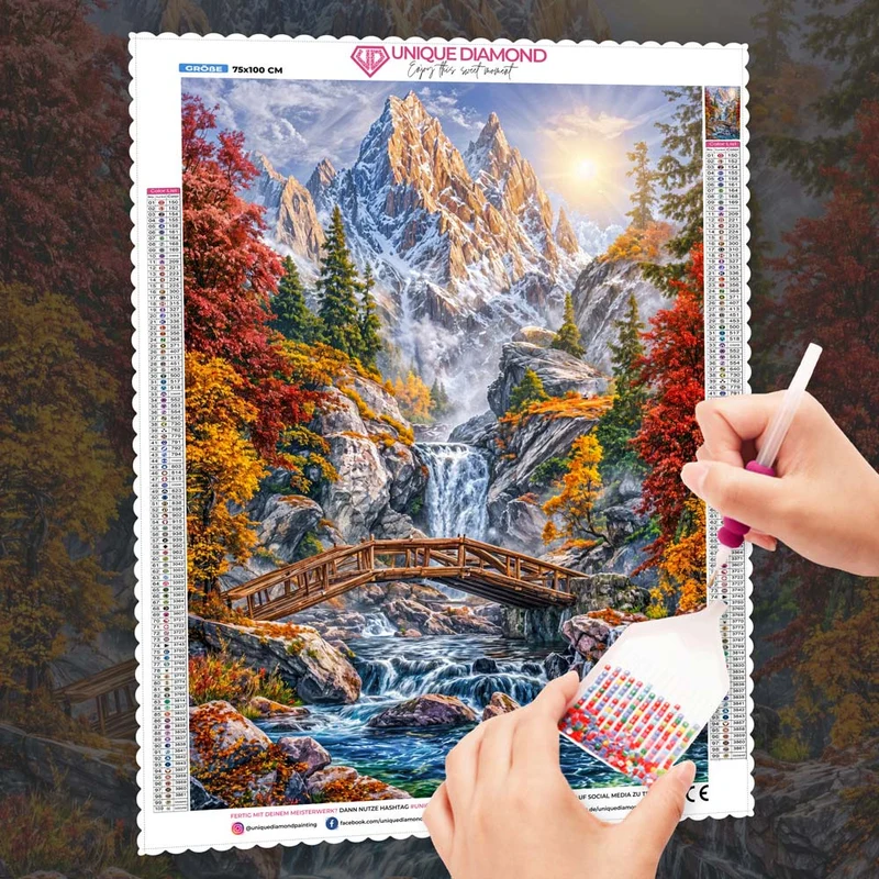 5D Diamond Painting – Brücke zum Sonnenberg