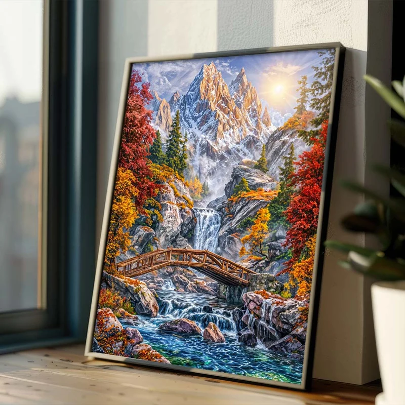 5D Diamond Painting – Brücke zum Sonnenberg