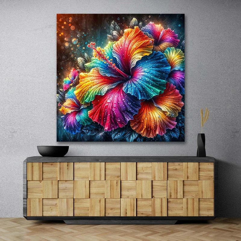 5D Diamond Painting – Regenbogen-Hibiskus der Elemente