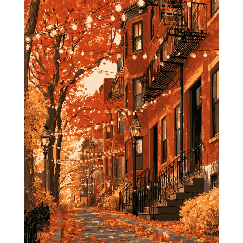 Brownstones im Herbst