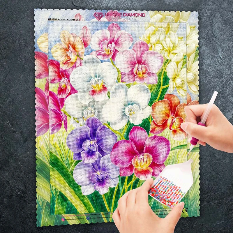 5D Diamond Painting – Orchideengarten im Morgenlicht