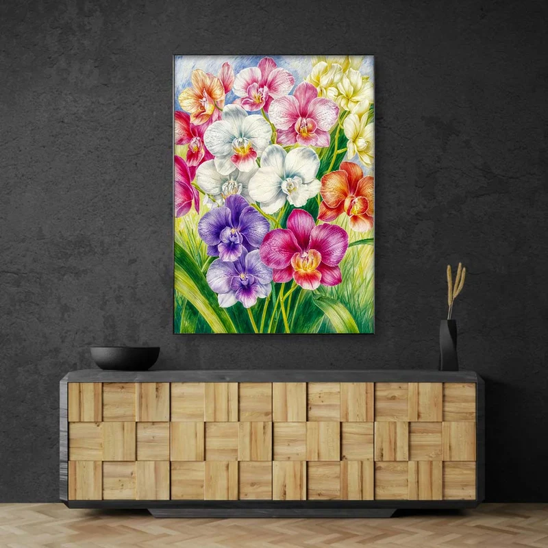 5D Diamond Painting – Orchideengarten im Morgenlicht