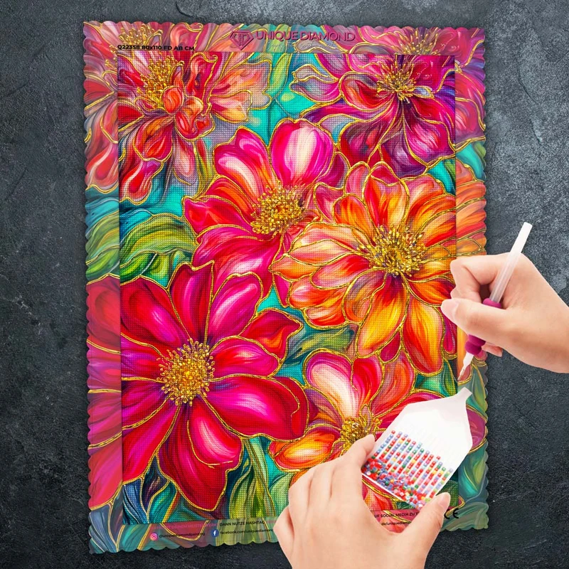 5D Diamond Painting – Blütenfeuer in Gold