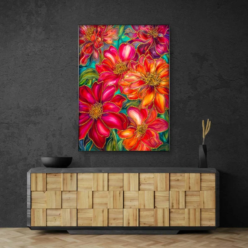 5D Diamond Painting – Blütenfeuer in Gold