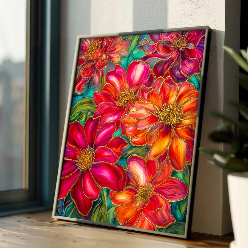 5D Diamond Painting – Blütenfeuer in Gold