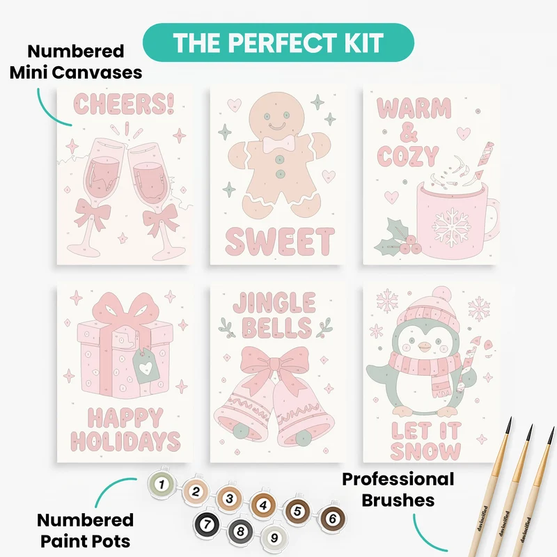 Festive Holiday Cheer - Mini Paint by Numbers Set