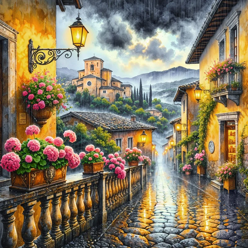 5D Diamond Painting – Regentage in Toskana