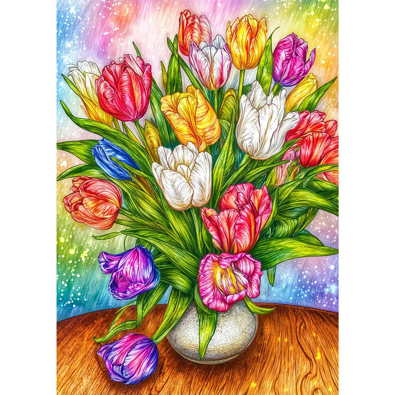 5D Diamond Painting – Tulpenpracht im Farbenzauber