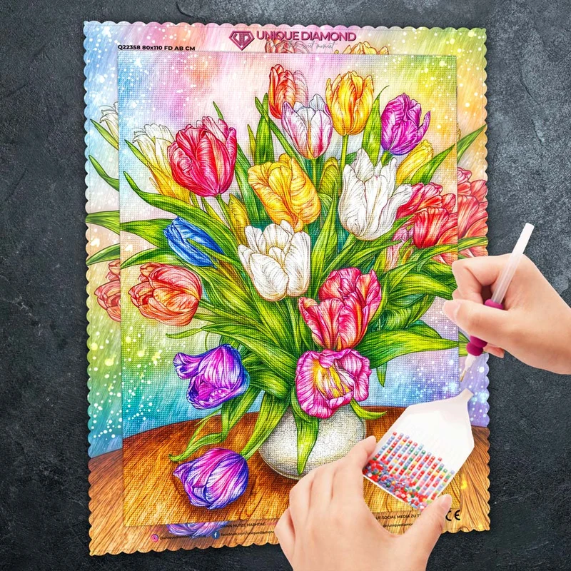 5D Diamond Painting – Tulpenpracht im Farbenzauber