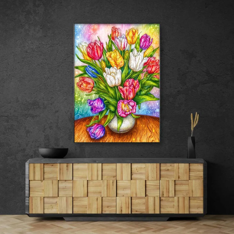 5D Diamond Painting – Tulpenpracht im Farbenzauber