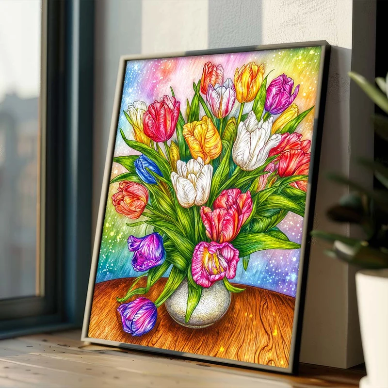 5D Diamond Painting – Tulpenpracht im Farbenzauber