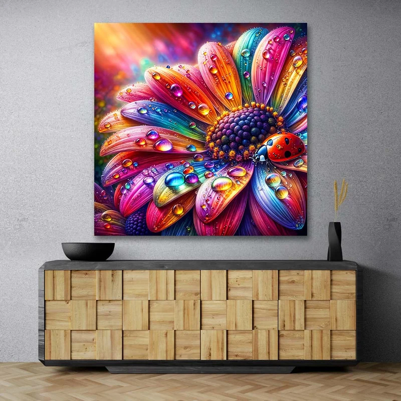 5D Diamond Painting – Regenbogenglühen mit Marienkäfer