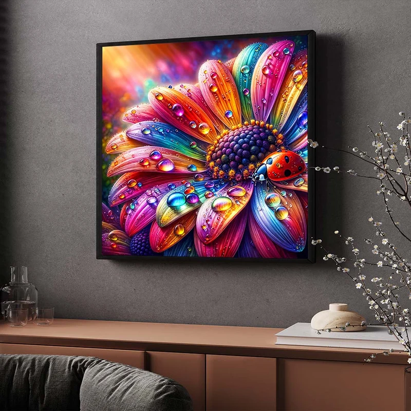 5D Diamond Painting – Regenbogenglühen mit Marienkäfer
