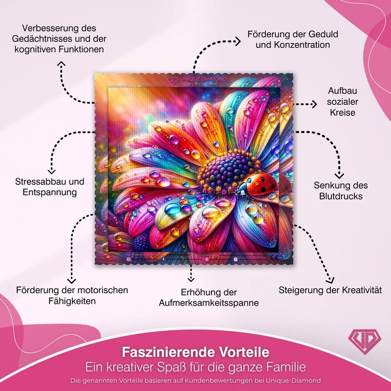 5D Diamond Painting – Regenbogenglühen mit Marienkäfer