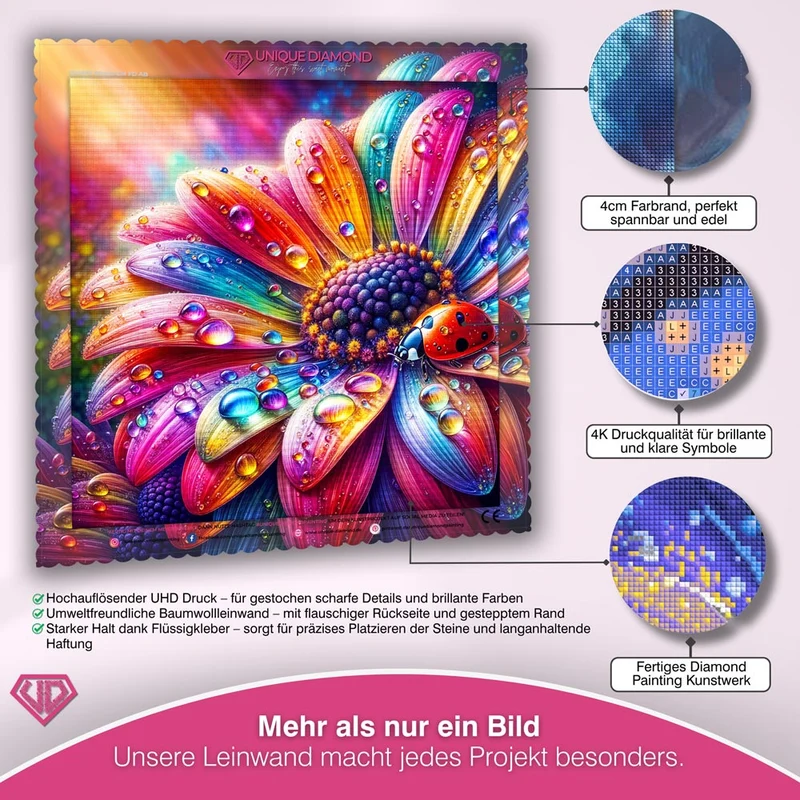 5D Diamond Painting – Regenbogenglühen mit Marienkäfer