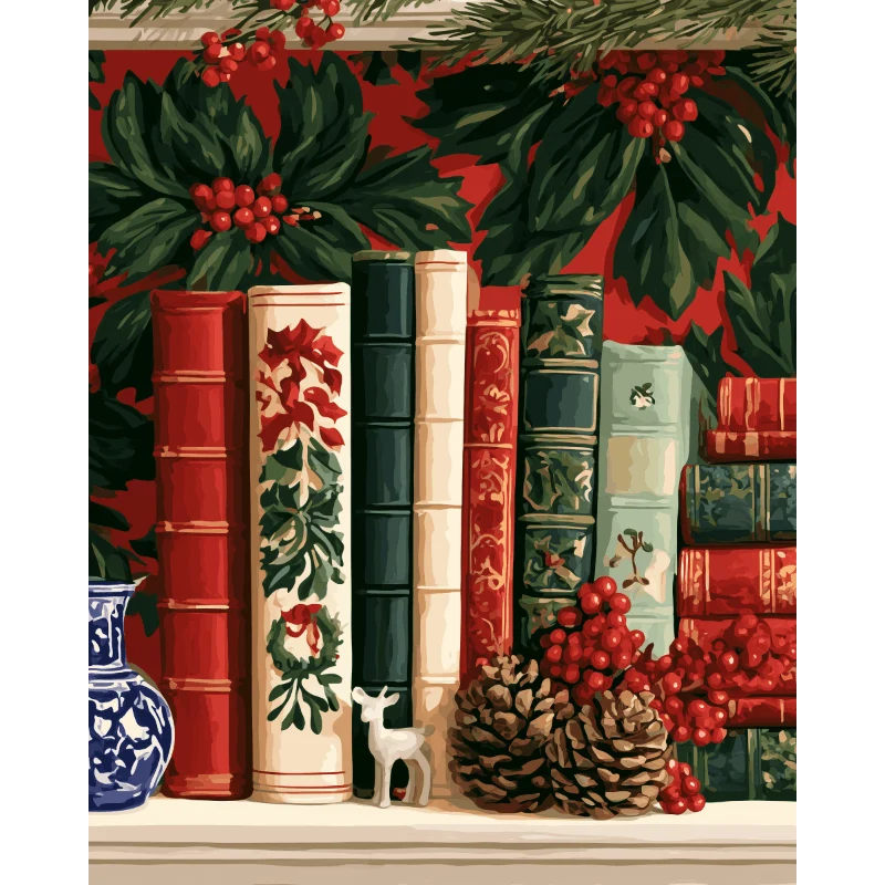 Bücherregal mit Stechpalme